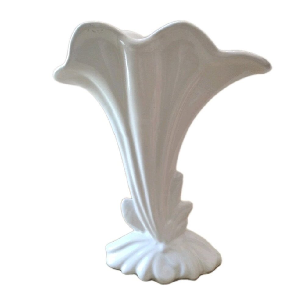 Vintage Bauer Ceramic White  Vase Speckled Vase 13”x11"